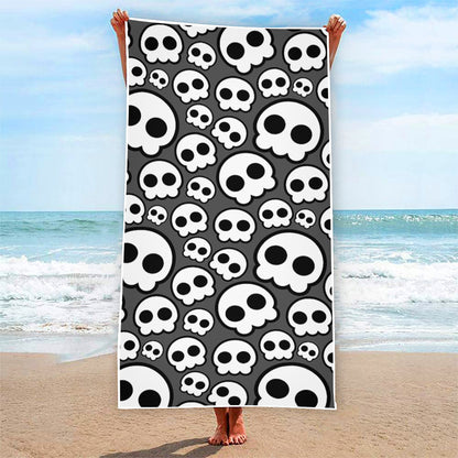 Emo Skull Pattern Print Beach Towel
