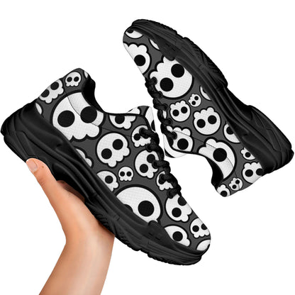 Emo Skull Pattern Print Black Chunky Shoes