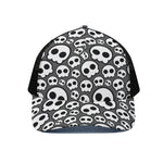 Emo Skull Pattern Print Black Mesh Trucker Cap