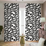 Emo Skull Pattern Print Blackout Pencil Pleat Curtains