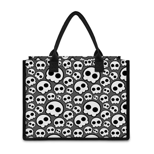 Emo Skull Pattern Print Canvas Tote Bag