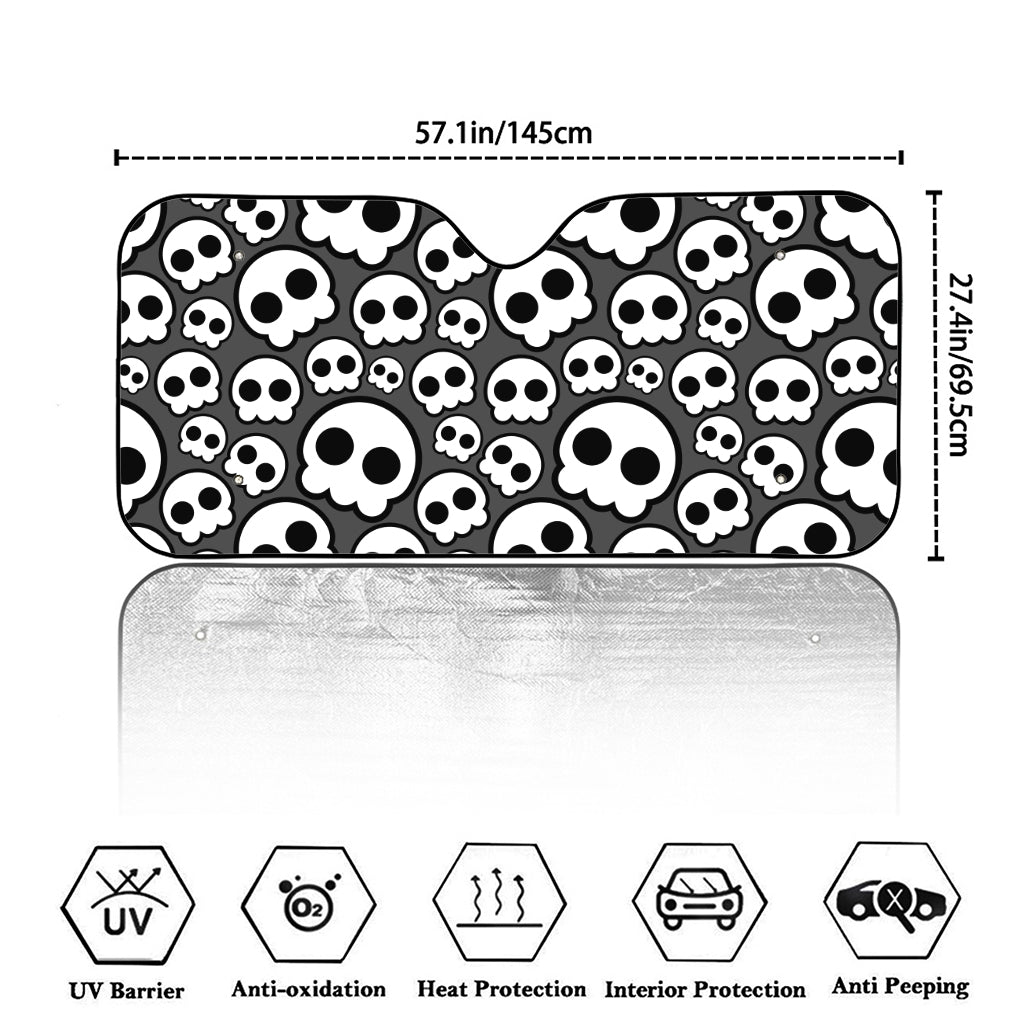Emo Skull Pattern Print Car Windshield Sun Shade