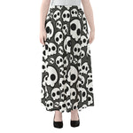 Emo Skull Pattern Print Chiffon Maxi Skirt
