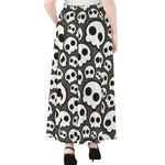 Emo Skull Pattern Print Chiffon Maxi Skirt