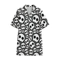 Emo Skull Pattern Print Cotton Hawaiian Shirt
