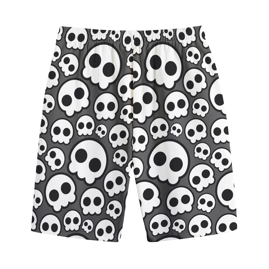 Emo Skull Pattern Print Cotton Shorts