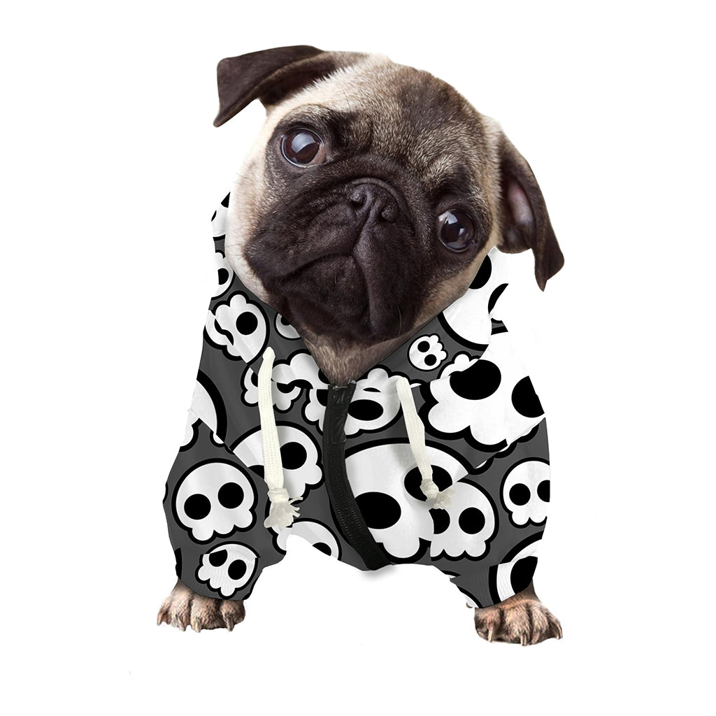 Emo Skull Pattern Print Dog Zip Up Hoodie