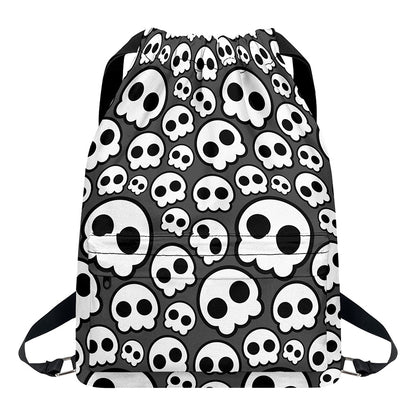 Emo Skull Pattern Print Drawstring Backpack