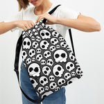 Emo Skull Pattern Print Drawstring Backpack