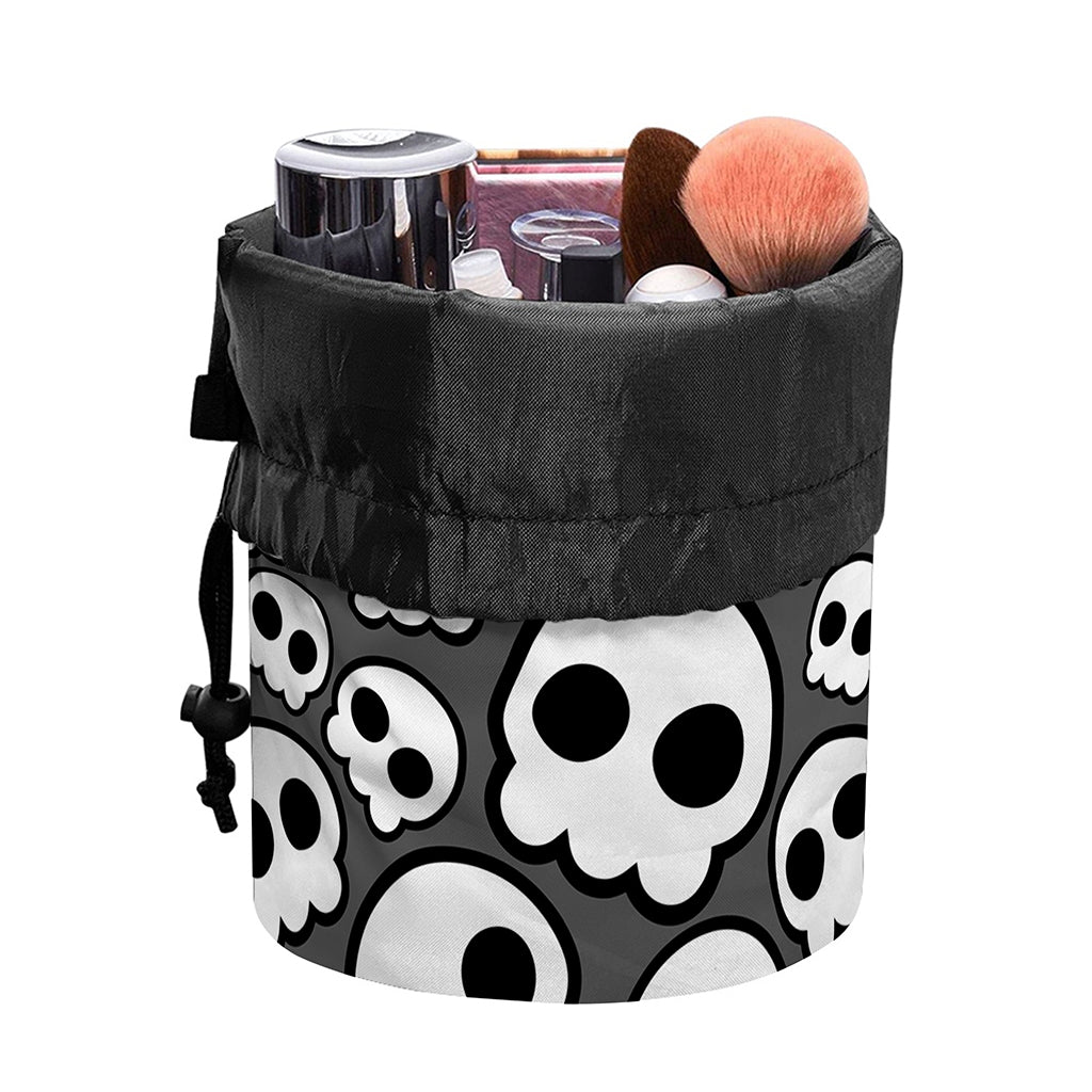 Emo Skull Pattern Print Drawstring Makeup Bag
