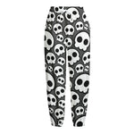 Emo Skull Pattern Print Fleece Lined Knit Pants