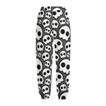 Emo Skull Pattern Print Fleece Lined Knit Pants