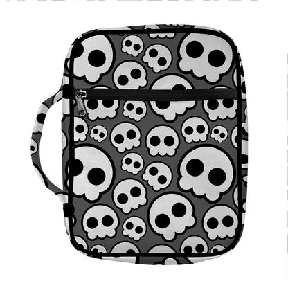 Emo Skull Pattern Print Front Pocket Bible Bag