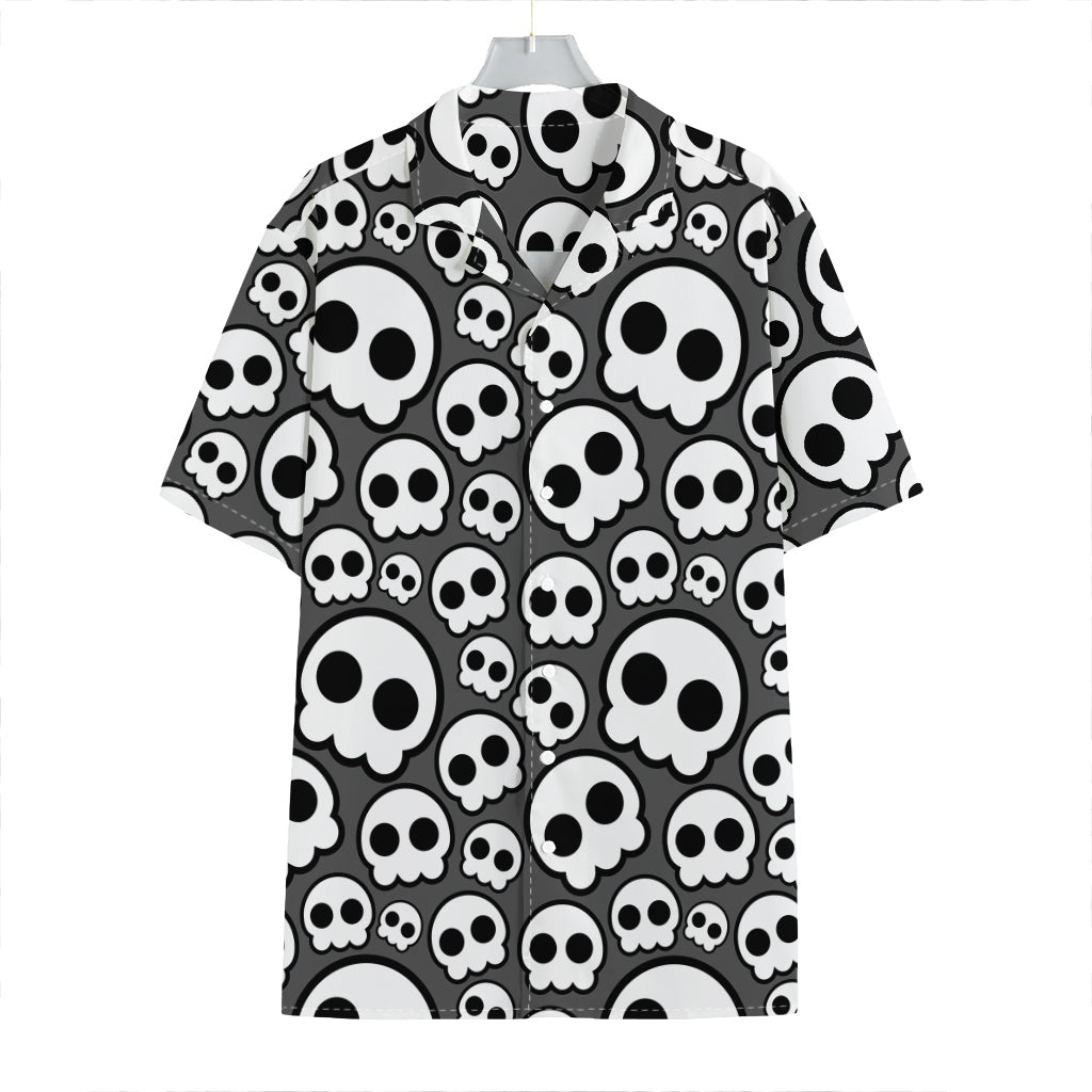 Emo Skull Pattern Print Hawaiian Shirt