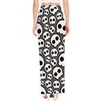 Emo Skull Pattern Print High Slit Maxi Skirt