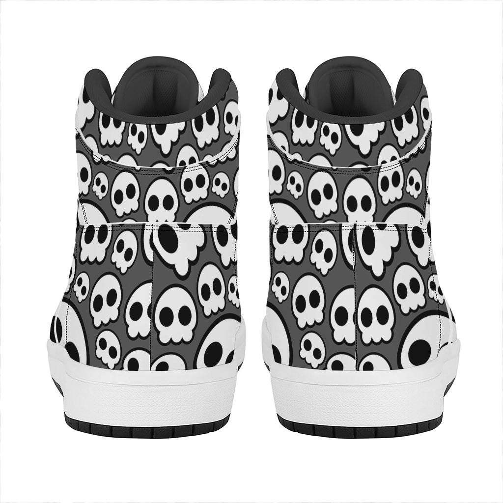 Emo Skull Pattern Print High Top Leather Sneakers