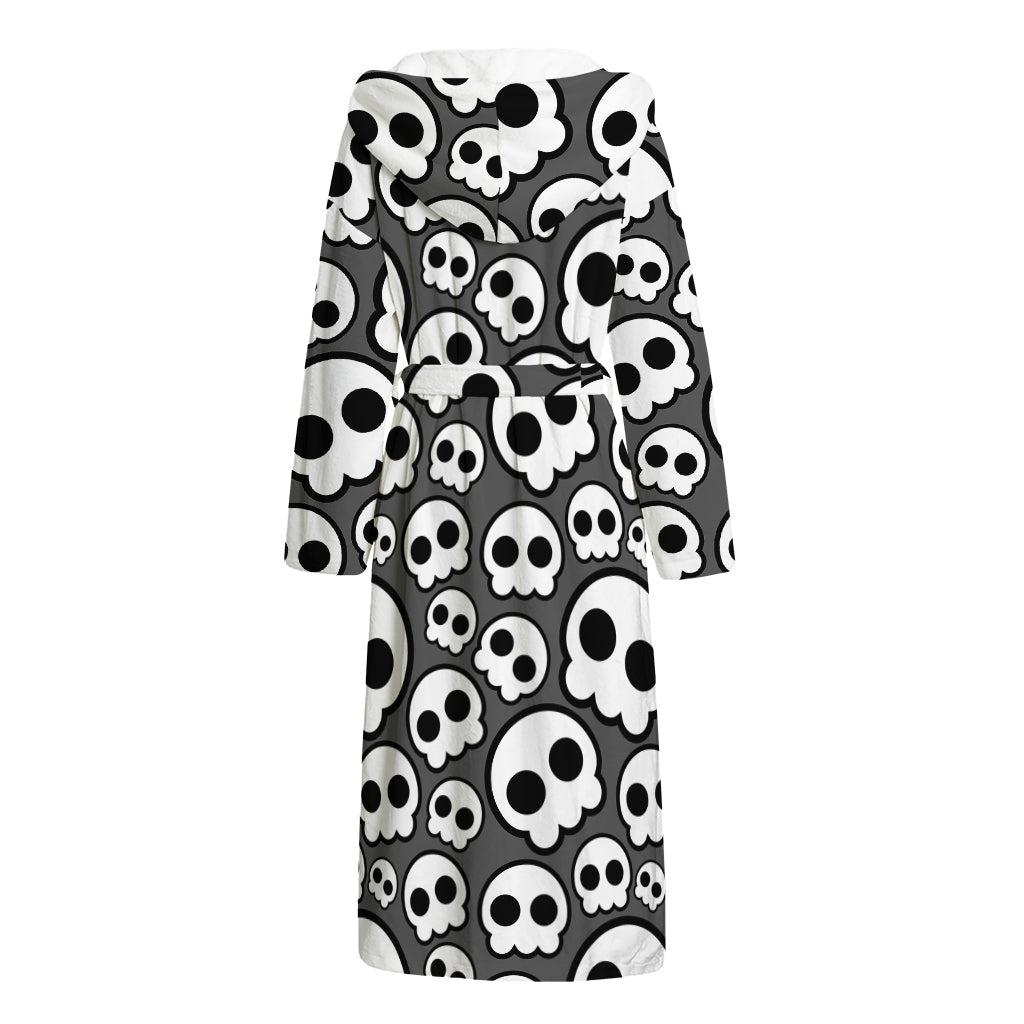 Emo Skull Pattern Print Hooded Bathrobe