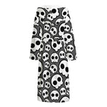 Emo Skull Pattern Print Hooded Bathrobe