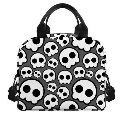 Emo Skull Pattern Print Insulated Lunch Bag