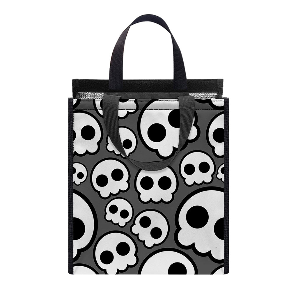Emo Skull Pattern Print Insulated Lunch Tote