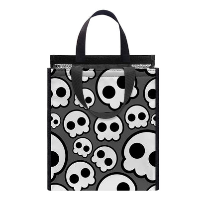 Emo Skull Pattern Print Insulated Lunch Tote