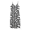 Emo Skull Pattern Print Jersey Midi Cami Dress