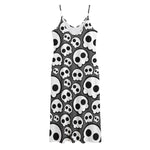 Emo Skull Pattern Print Jersey Midi Cami Dress