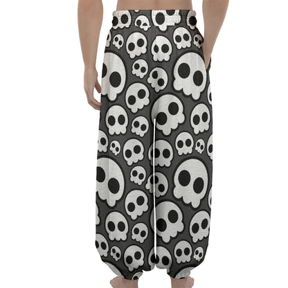 Emo Skull Pattern Print Lantern Pants