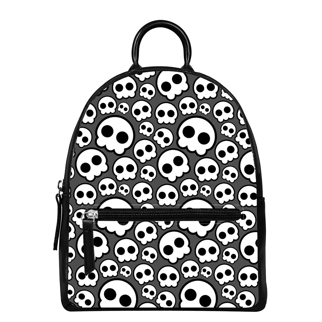 Emo Skull Pattern Print Leather Backpack