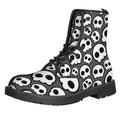 Emo Skull Pattern Print Lace-Up Boots