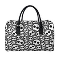 Emo Skull Pattern Print Leather Duffel Bag