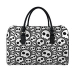 Emo Skull Pattern Print Leather Duffle Bag