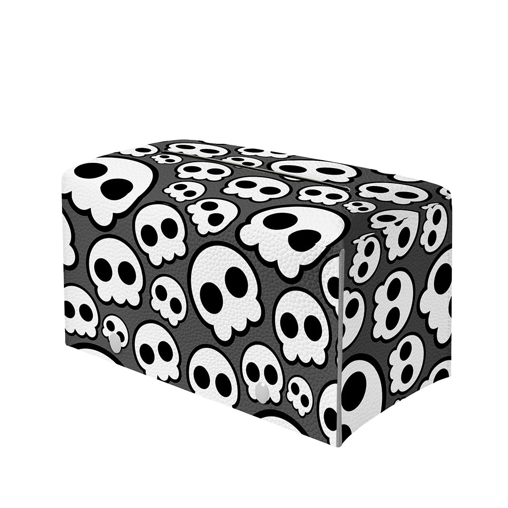 Emo Skull Pattern Print Leather Tissue Box Cover