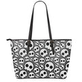Emo Skull Pattern Print Leather Tote Bag With Zipper