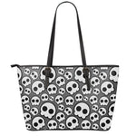 Emo Skull Pattern Print Leather Tote Bag