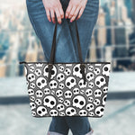 Emo Skull Pattern Print Leather Tote Bag