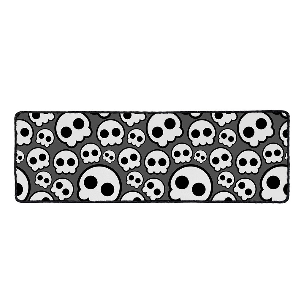 Emo Skull Pattern Print Long Kitchen Mat