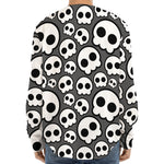 Emo Skull Pattern Print Long Sleeve Baseball Jersey