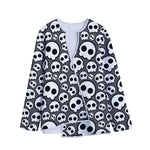 Emo Skull Pattern Print Long Sleeve Short Coat
