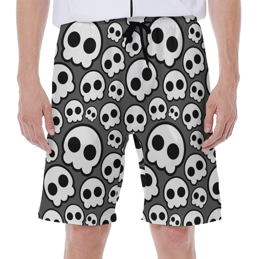 Emo Skull Pattern Print Men's Beach Shorts