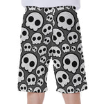 Emo Skull Pattern Print Men's Beach Shorts