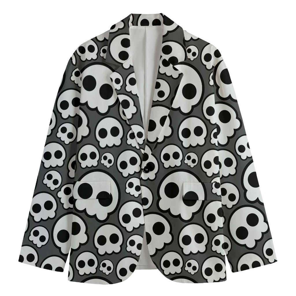 Emo Skull Pattern Print Men's Cotton Blazer