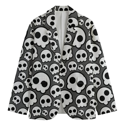 Emo Skull Pattern Print Men's Cotton Blazer