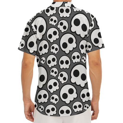 Emo Skull Pattern Print Men's Deep V-Neck Shirt