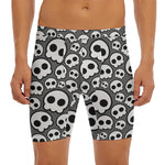 Emo Skull Pattern Print Men's Long Boxer Briefs