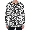 Emo Skull Pattern Print Men's Long Sleeve T-Shirt