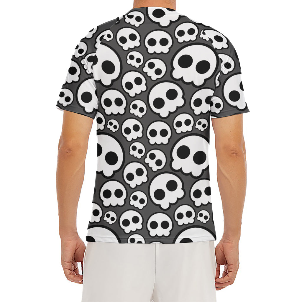 Emo Skull Pattern Print Men's Short Sleeve Rash Guard