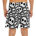 Emo Skull Pattern Print Men's Split Running Shorts
