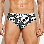 Emo Skull Pattern Print Men's Swim Briefs