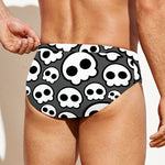 Emo Skull Pattern Print Men's Swim Briefs